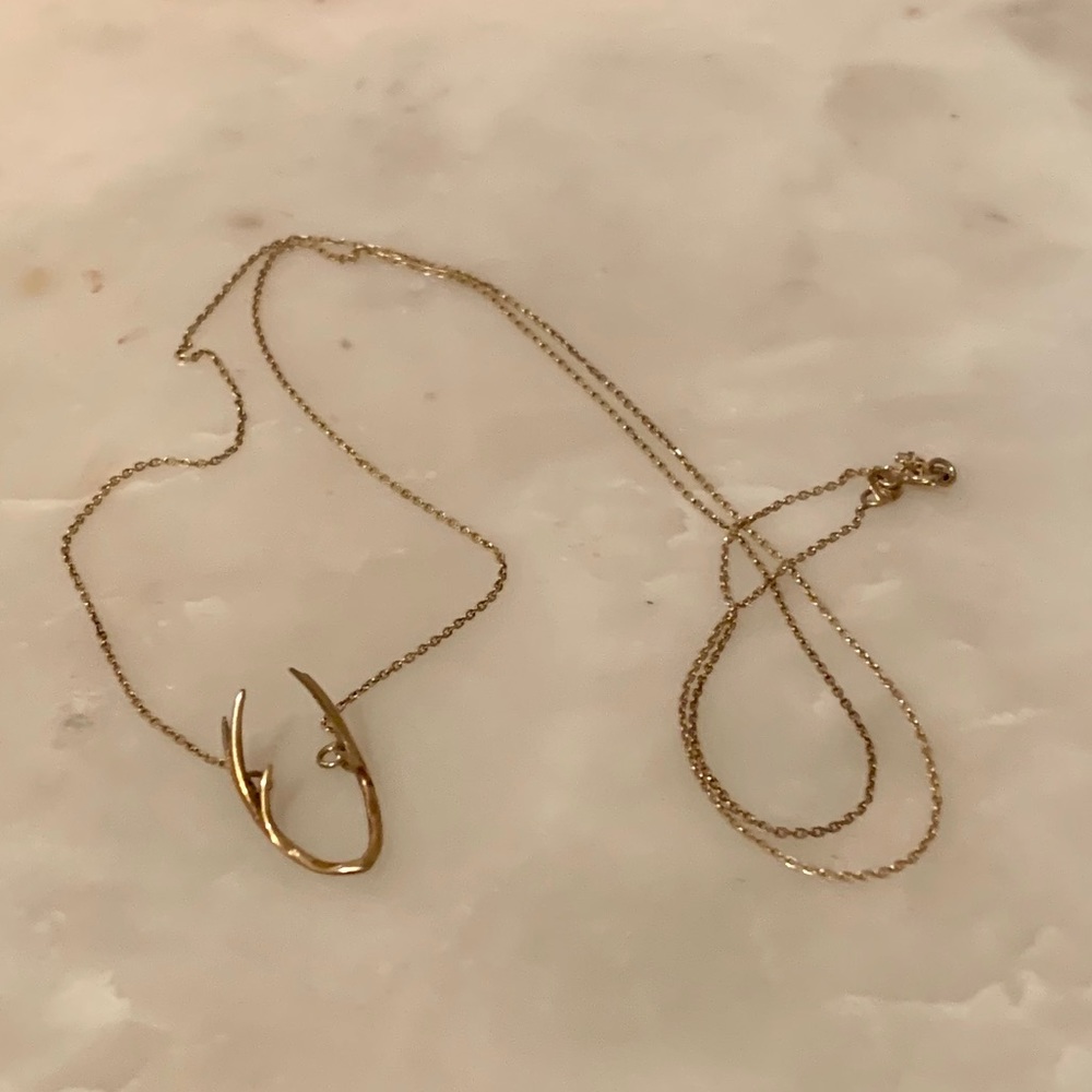 Gold Plated Antler Necklace